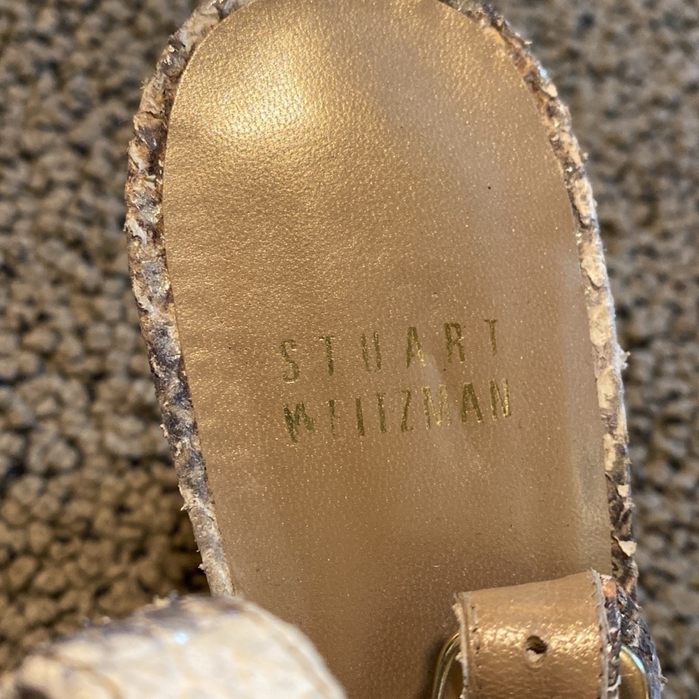 Stuart Weitzman Snakeskin Wedge Slingback Sandals Size 6.5- Like New - Picture 6 of 9